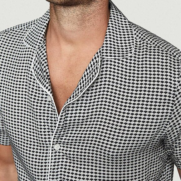 Men's Black and White Checkered Shirt - Picture 2 of 10